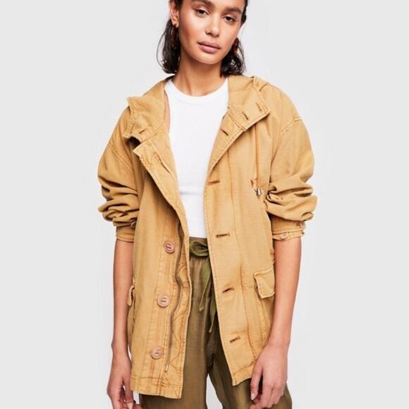 Free People Jackets & Blazers - Free People Joshua tree tan hooded anorak utility jacket quilted